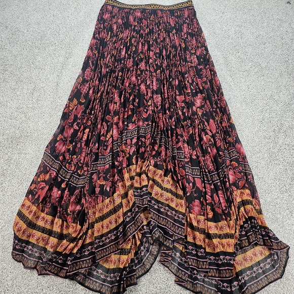 ALICE AND OLIVIA KATZ SUNBURST PLEATED Boho MAXI SKIRT Size 6 - Picture 2 of 9